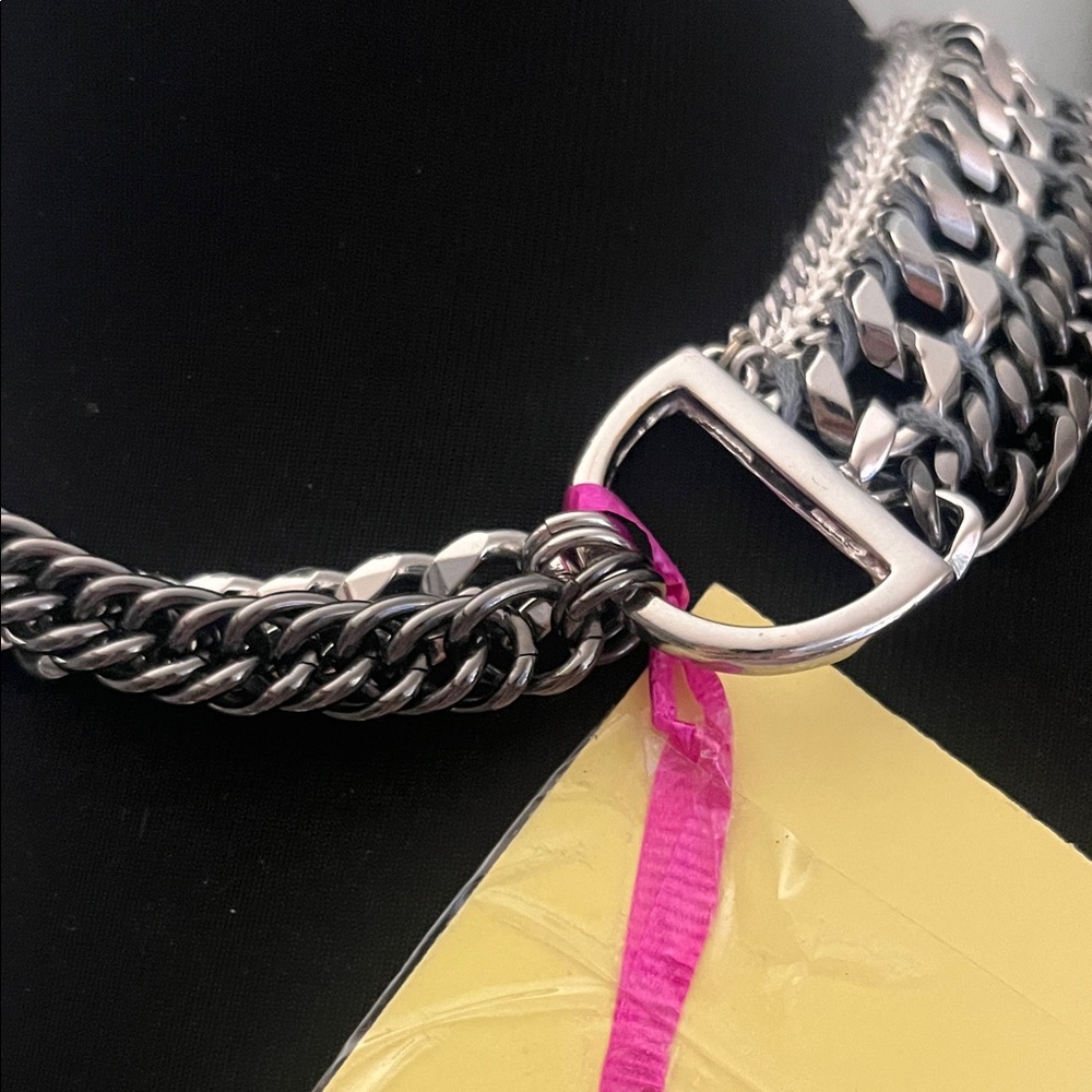 Source Unknown Silver And Black Statement Necklace - image 4